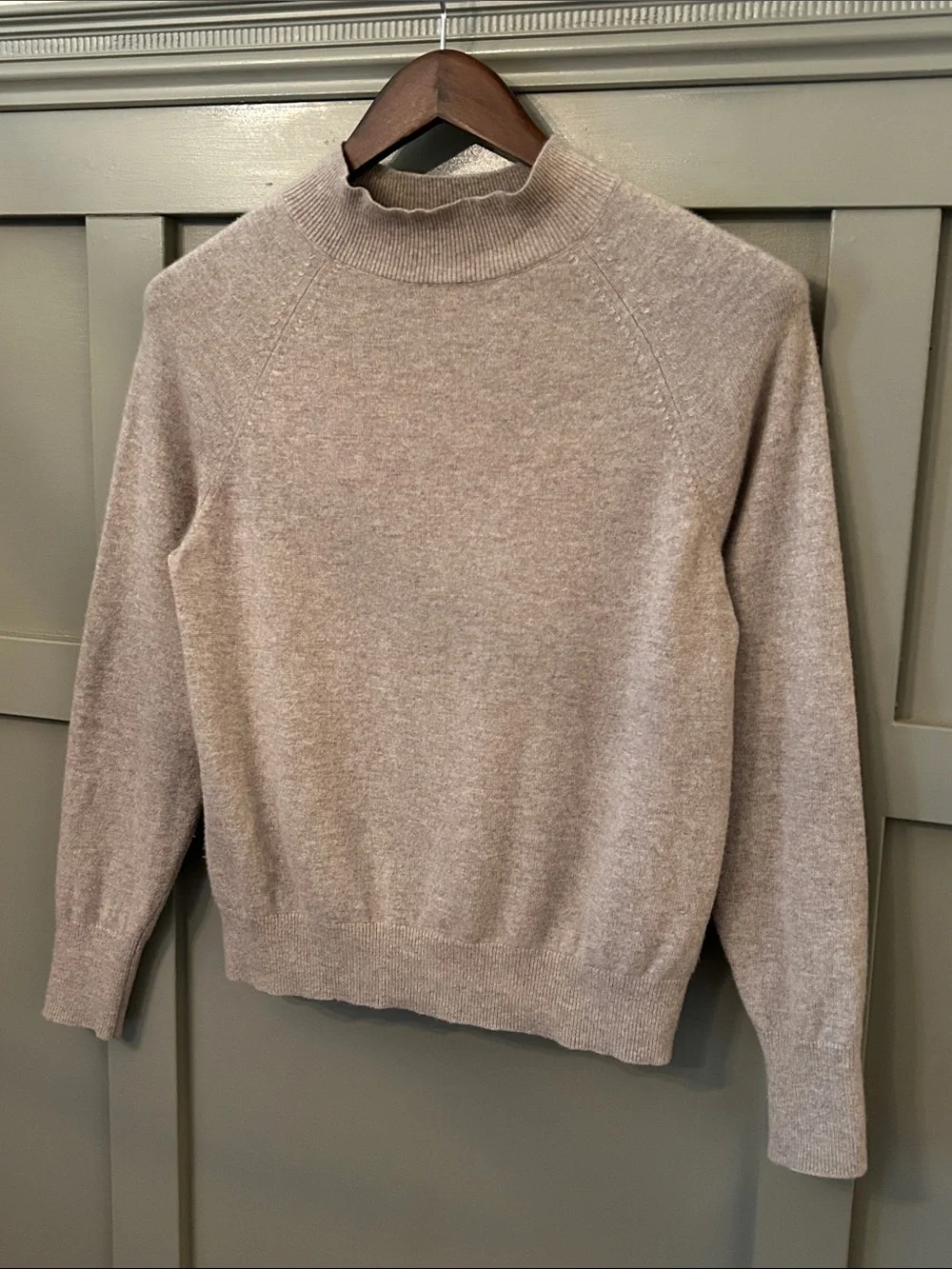 Everlane Cashmere Mock Neck Sweater in Oatmeal Beige Neutral Size Small